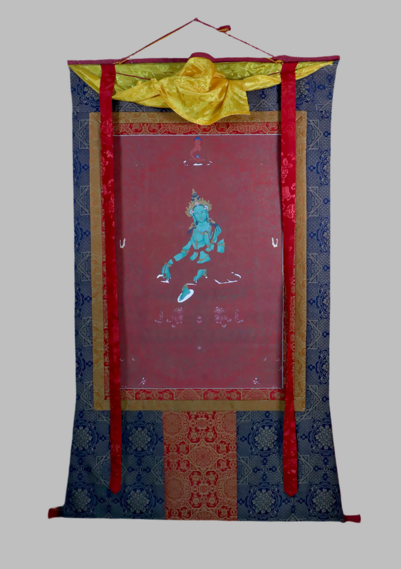 Green Tara Brocade Thangka Painting