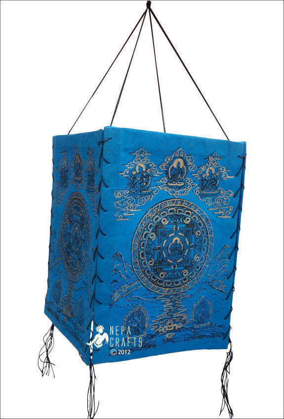 Square Mandala Print Lokta Paper Lamp Shade