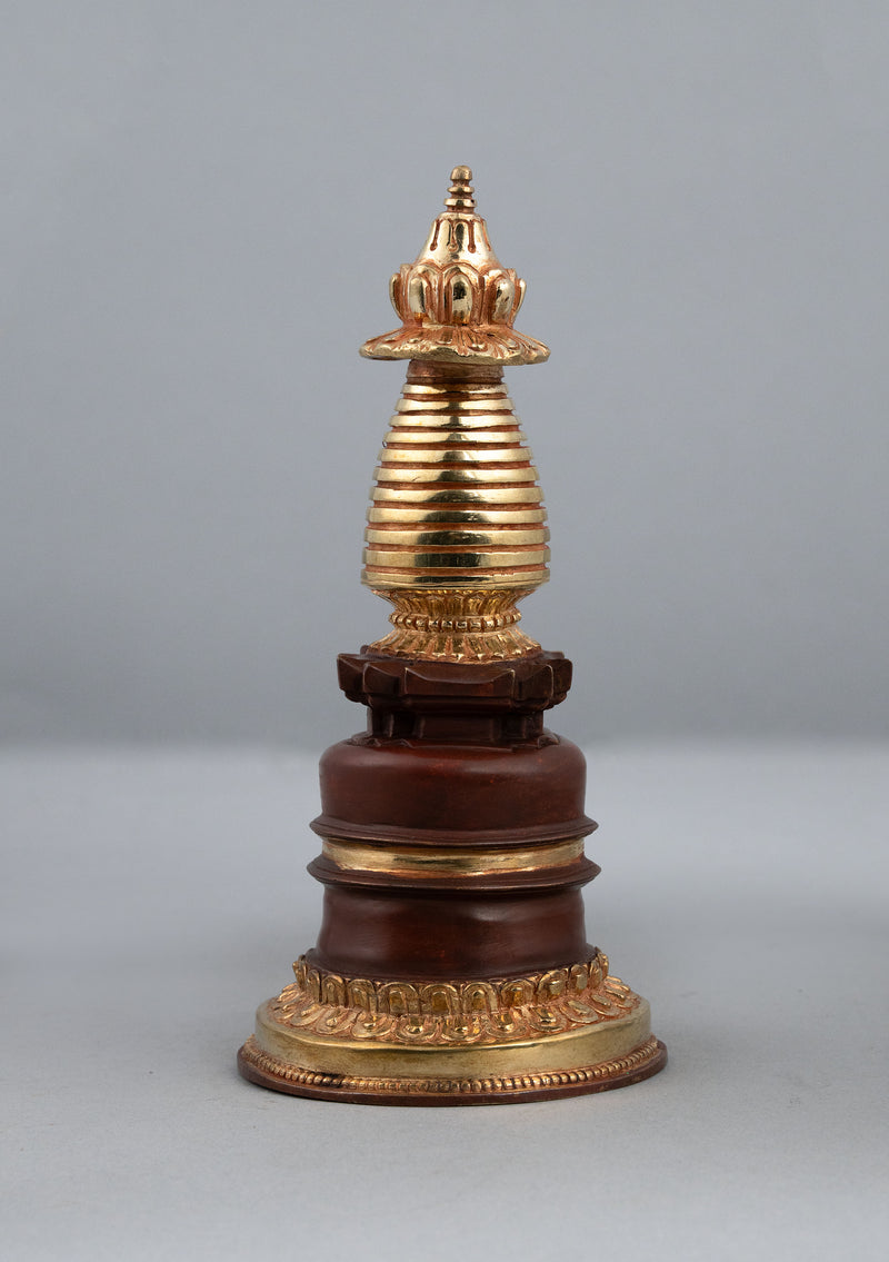 Partly Gold Plated Tibetan Chorten 7.5" H