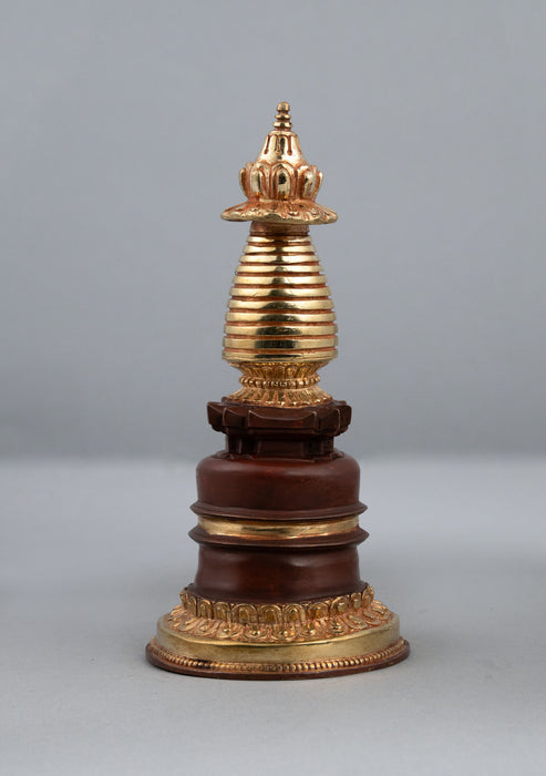 Partly Gold Plated Tibetan Chorten 7.5" H