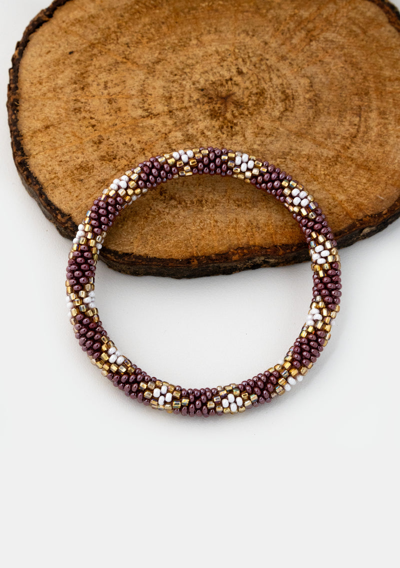 Velvet Plum Nepalese Roll Bead Bracelet