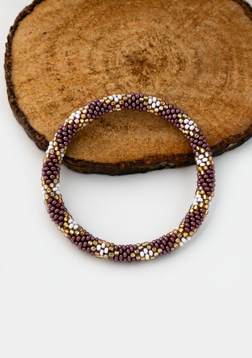 Velvet Plum Nepalese Roll Bead Bracelet