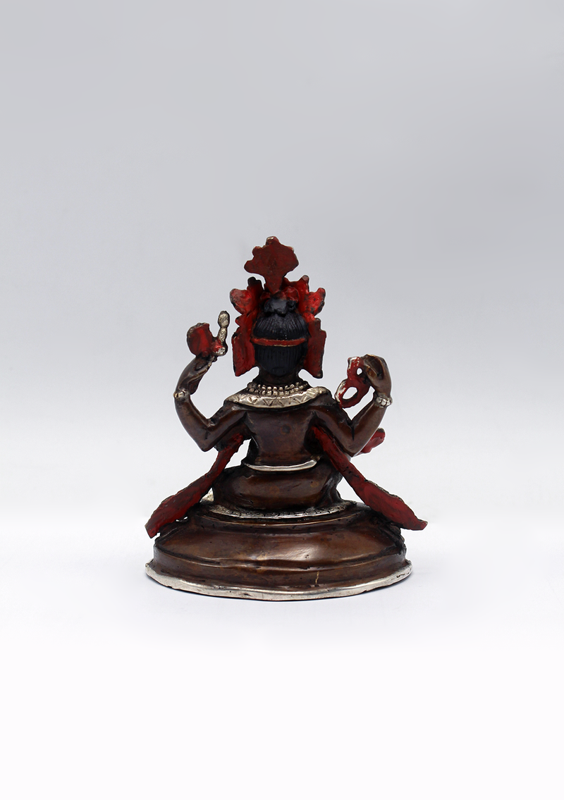 Copper Silverplated Ganesha Statue 3.5"H
