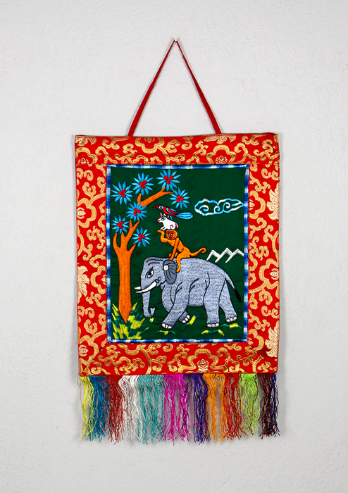 Four Harmonious Friends Brocade Wall Hanging