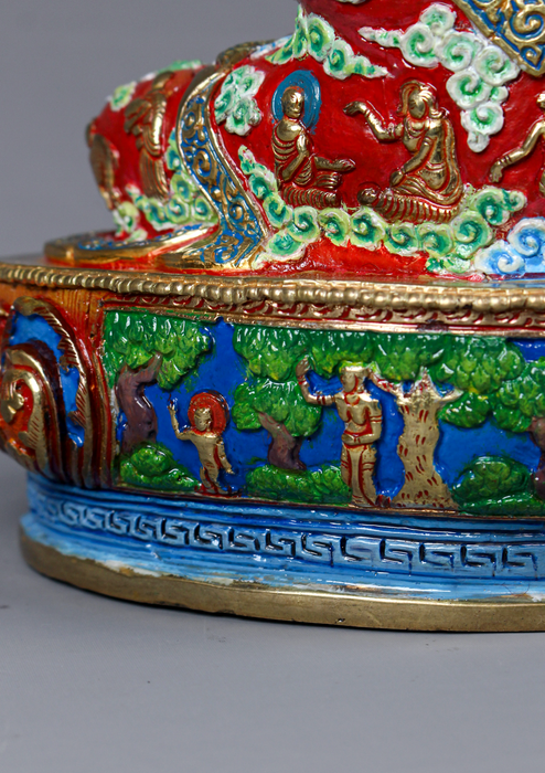 Buddha Life Shakyamuni Carved Gold Gilded Handpainted Statue 10"H