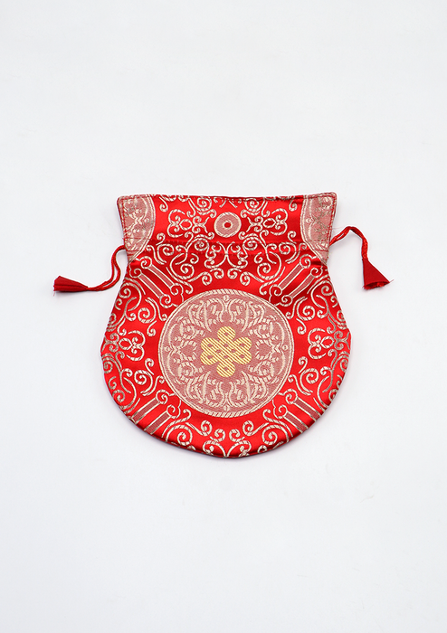 Endless Knot Brocade Drawstring Multicolor Mala Bag Pouch
