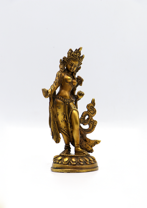 Fully Gold Plated Antique  Dancing Tara Statue 5"H