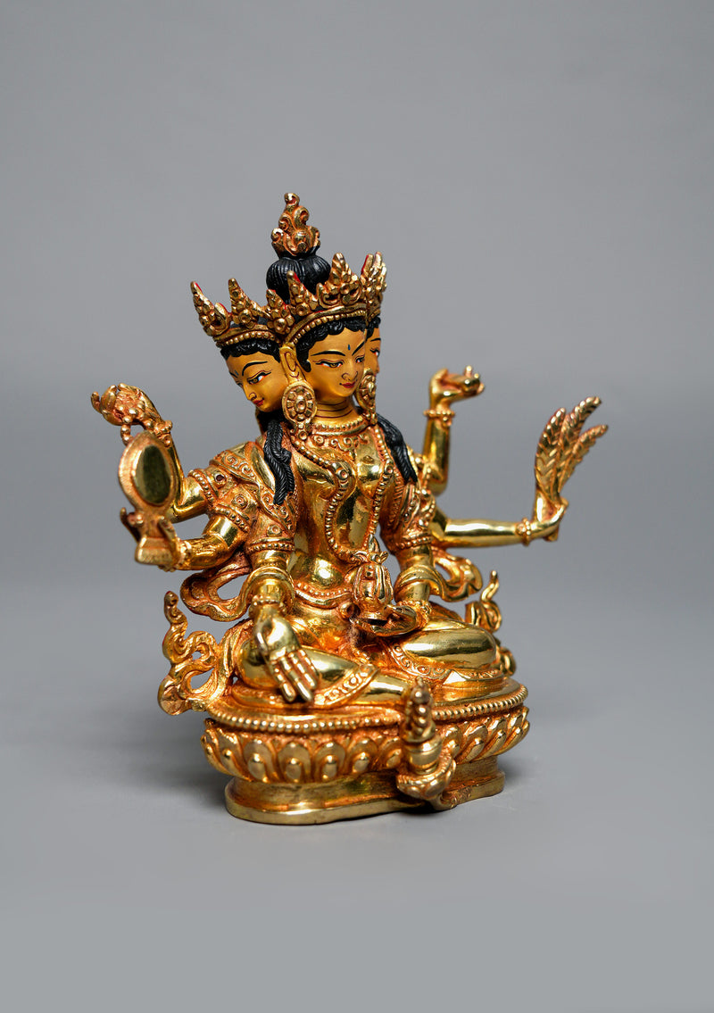 Fully Gold Plated Basundhara Statue 6.25" H