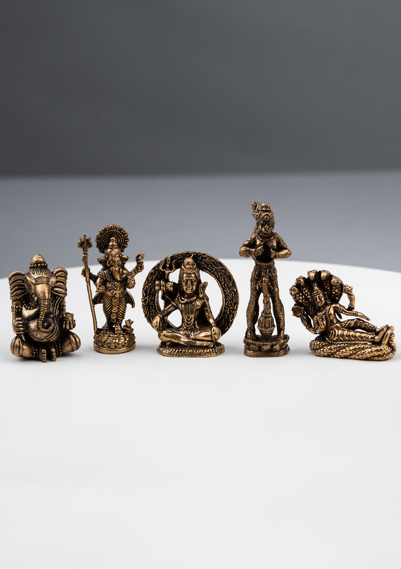 Brass Mini Hindu God Statues 1"