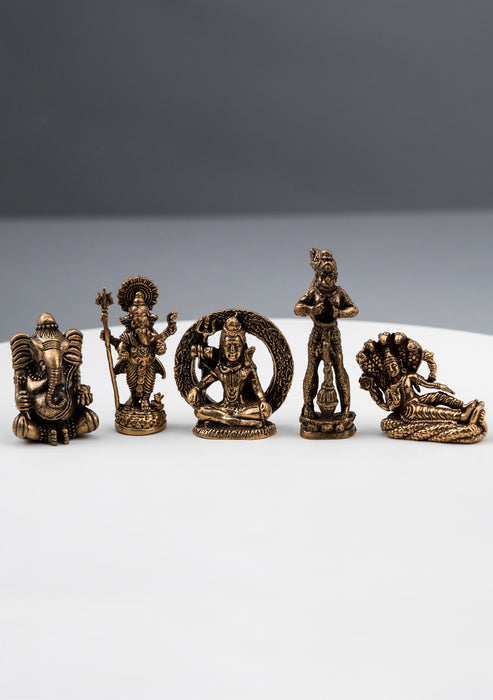 Brass Mini Hindu God Statues 1"
