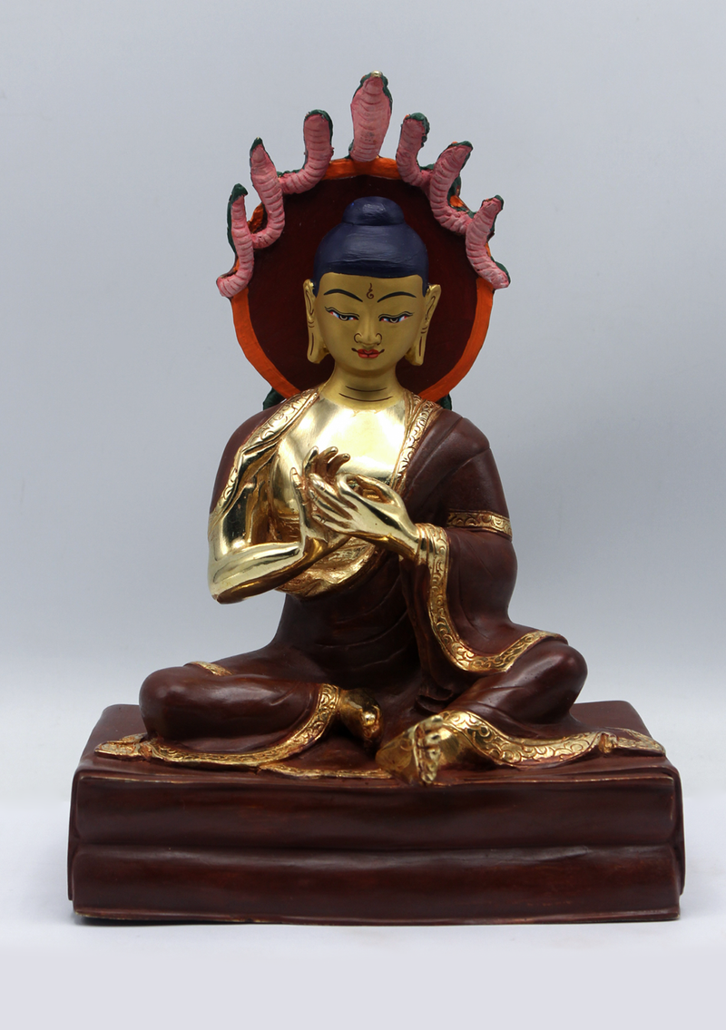 Partly Gold Plated Nagarjuna Buddha Statue 9.5"H