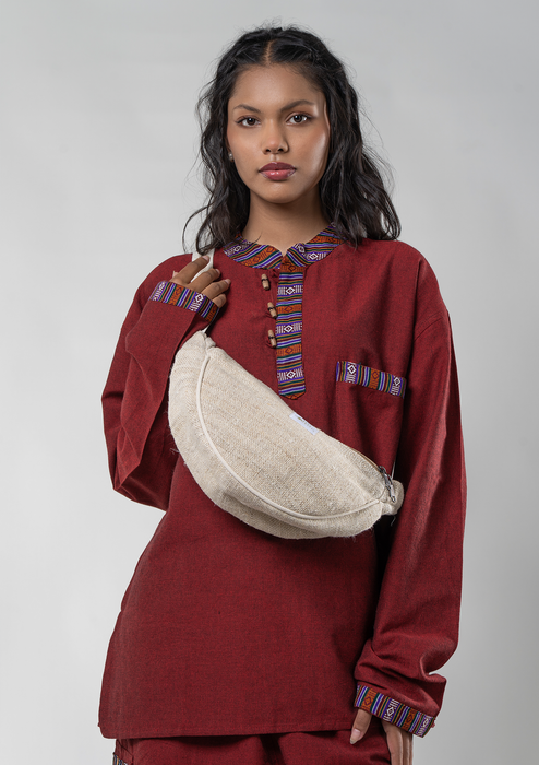 100% Hemp  Natural  Moon Shaped Bag