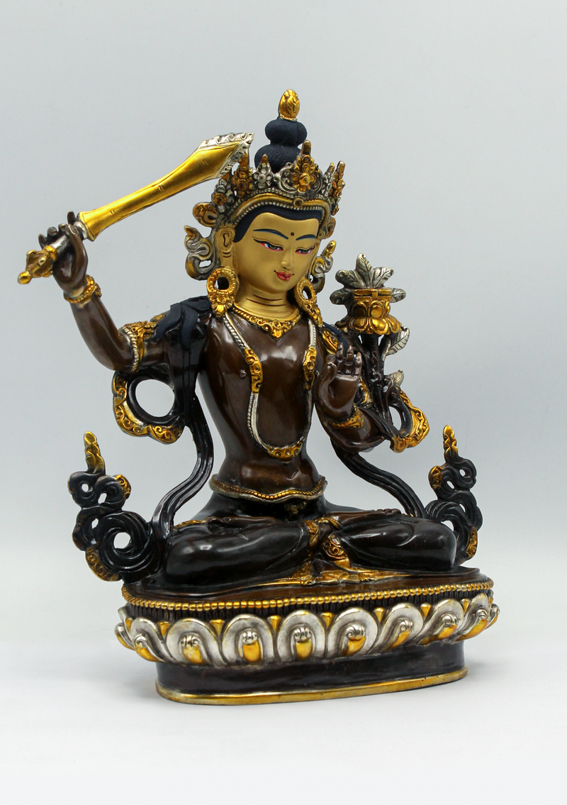 Glowing Manjushree Gold Plated Statue