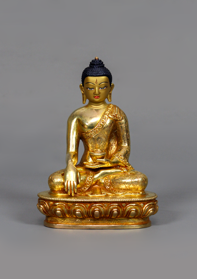 Fully Gold Plated Shakyamuni Buddha Statue 5.5" H