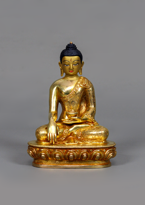 Fully Gold Plated Shakyamuni Buddha Statue 5.5" H