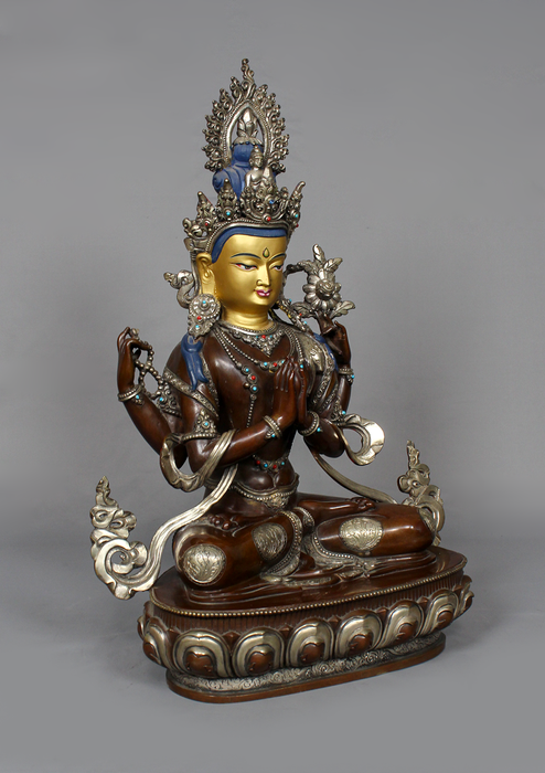 Masterarts Partly Gold Plated Chenrezig Statue 16" H