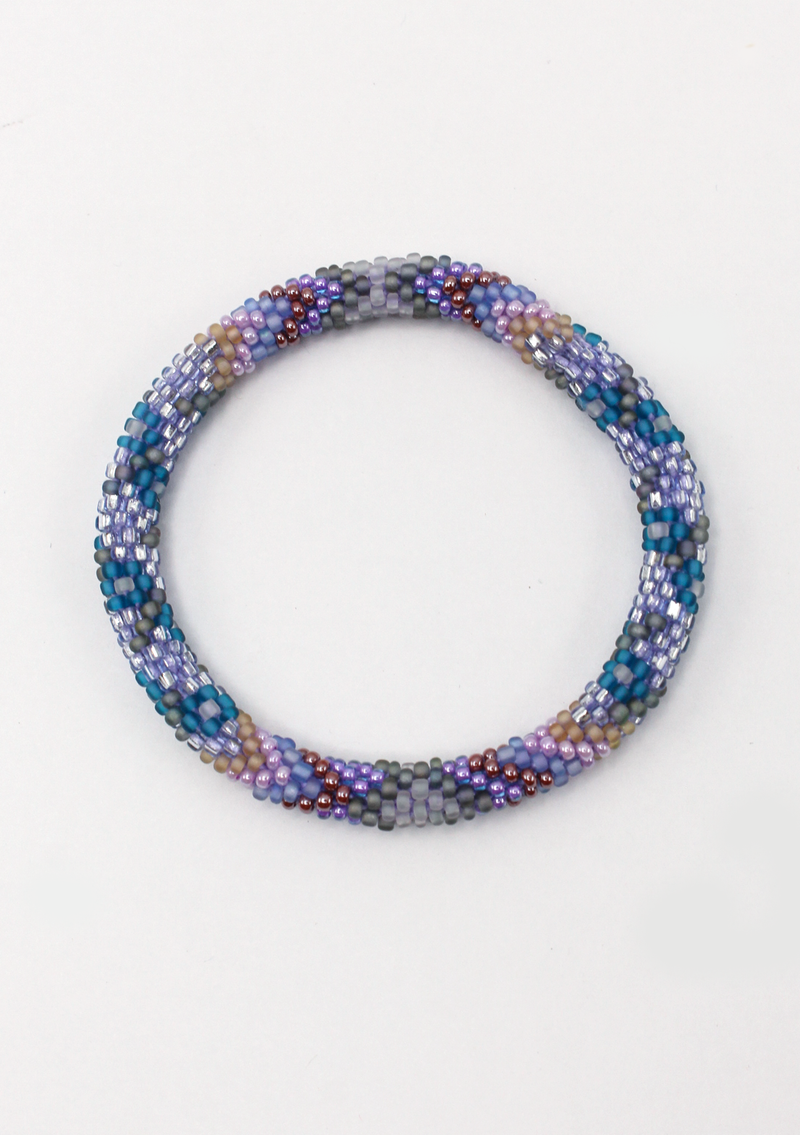 Purple Blue Roll on Beads Bracelet