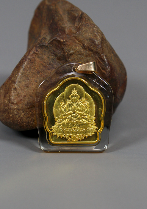 Buddhist Deity With Mantra Pendant
