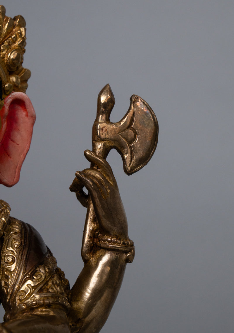 Partly Gold Plated Ganesh Statue 12"H