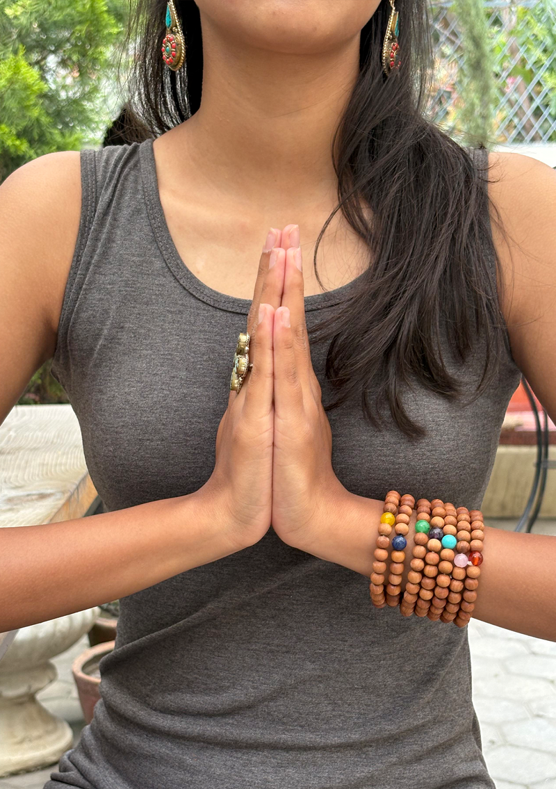 Seven Chakra Sandalwood Wrist Mala