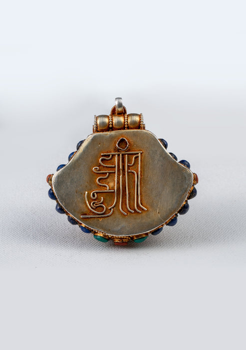 925 Silver Tibetan Ghau with Gold Plating - Vajrapani & Amoghasiddhi
