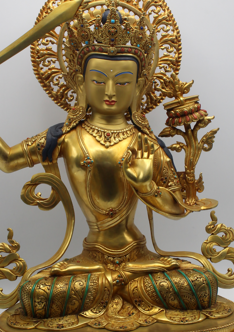 Masterarts 24 K Gold Plated TheManjushree Statue 21"H