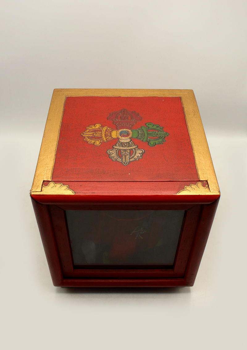 HandCrafted Tibetan Wooden Box for the Ritual Treasure Vase- Conch