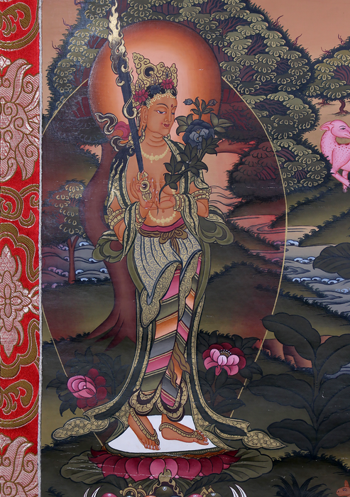 Rig Sung Gompo Brocade Thangka Painting