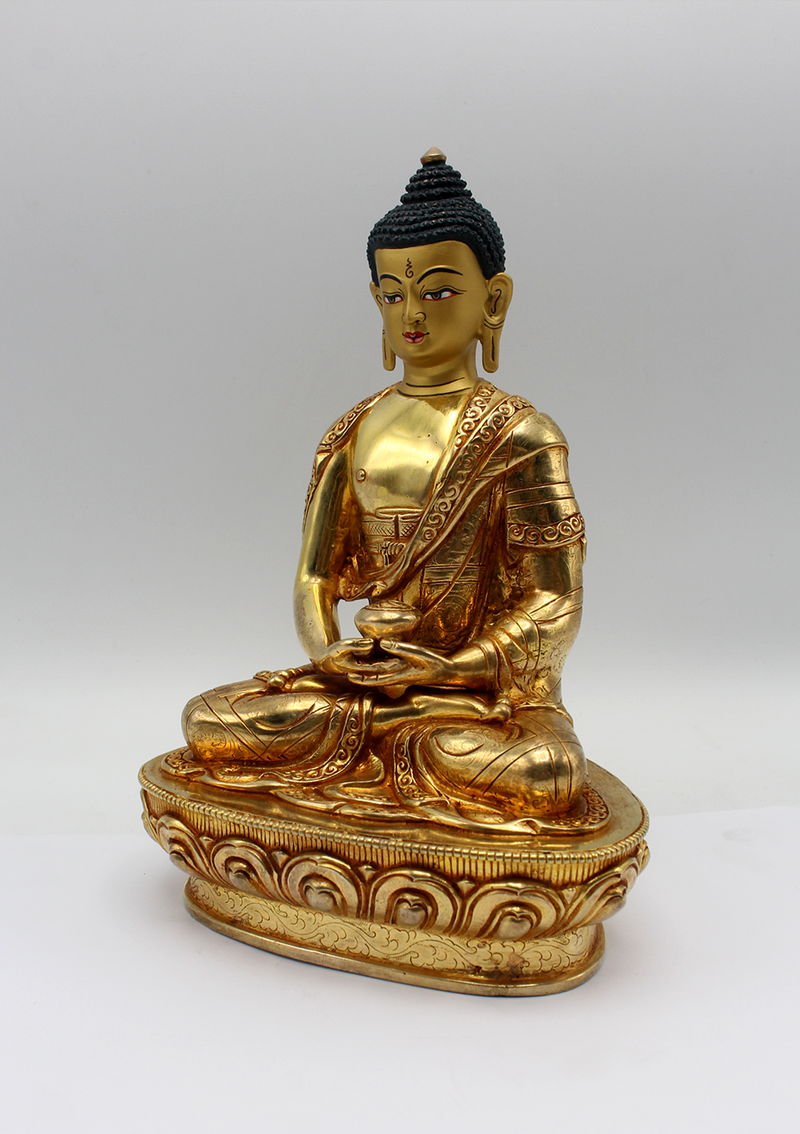 Fine  Quality Fully Gold Plated Amitabha Buddha Statue 8"