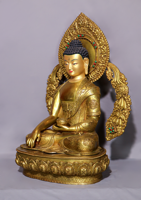 Mastercrafted  24K Gold Gilded  Shakyamuni Statue 25"H