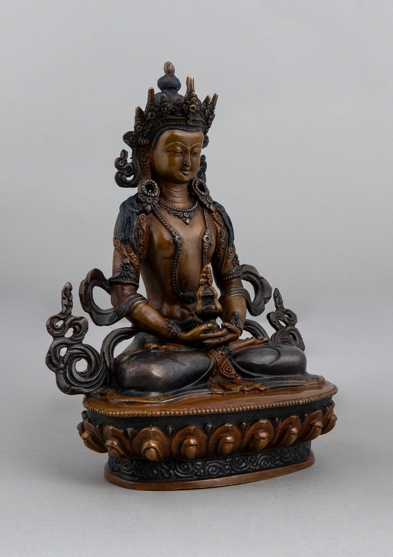Oxidized Copper Aparmita Statue 8.5"H