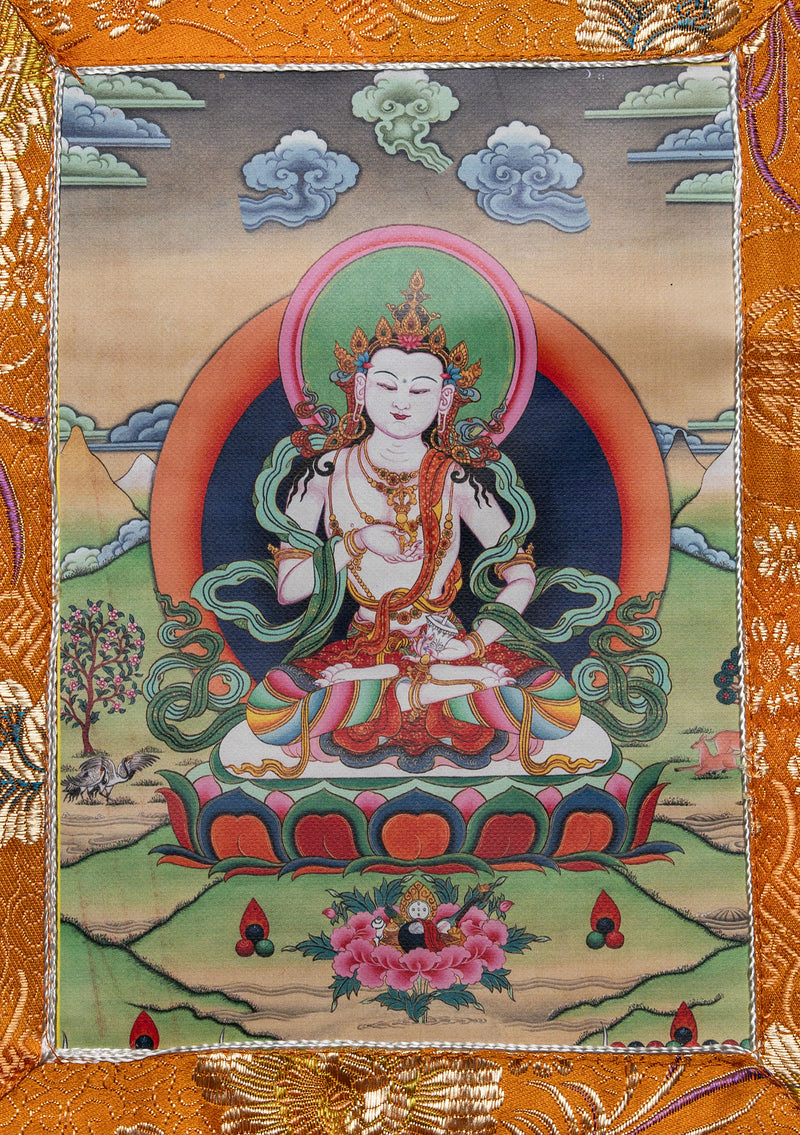 Buddhist Wall Hanging with Brocade Frame