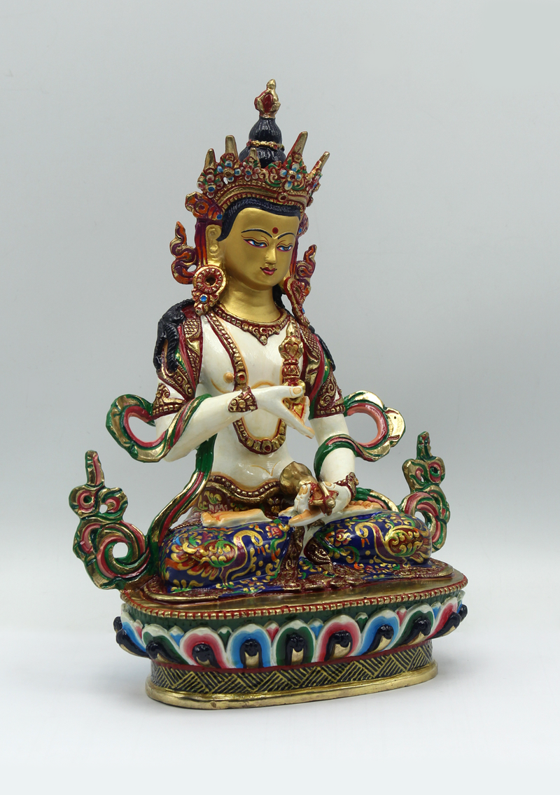 Masterpiece Painted 24 K Gold Bodhisattva Vajrasattva Statue 9"H