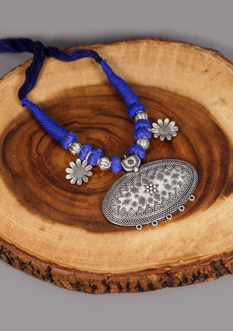 Elegant White Metal Tribal Style Pendant from Nepal