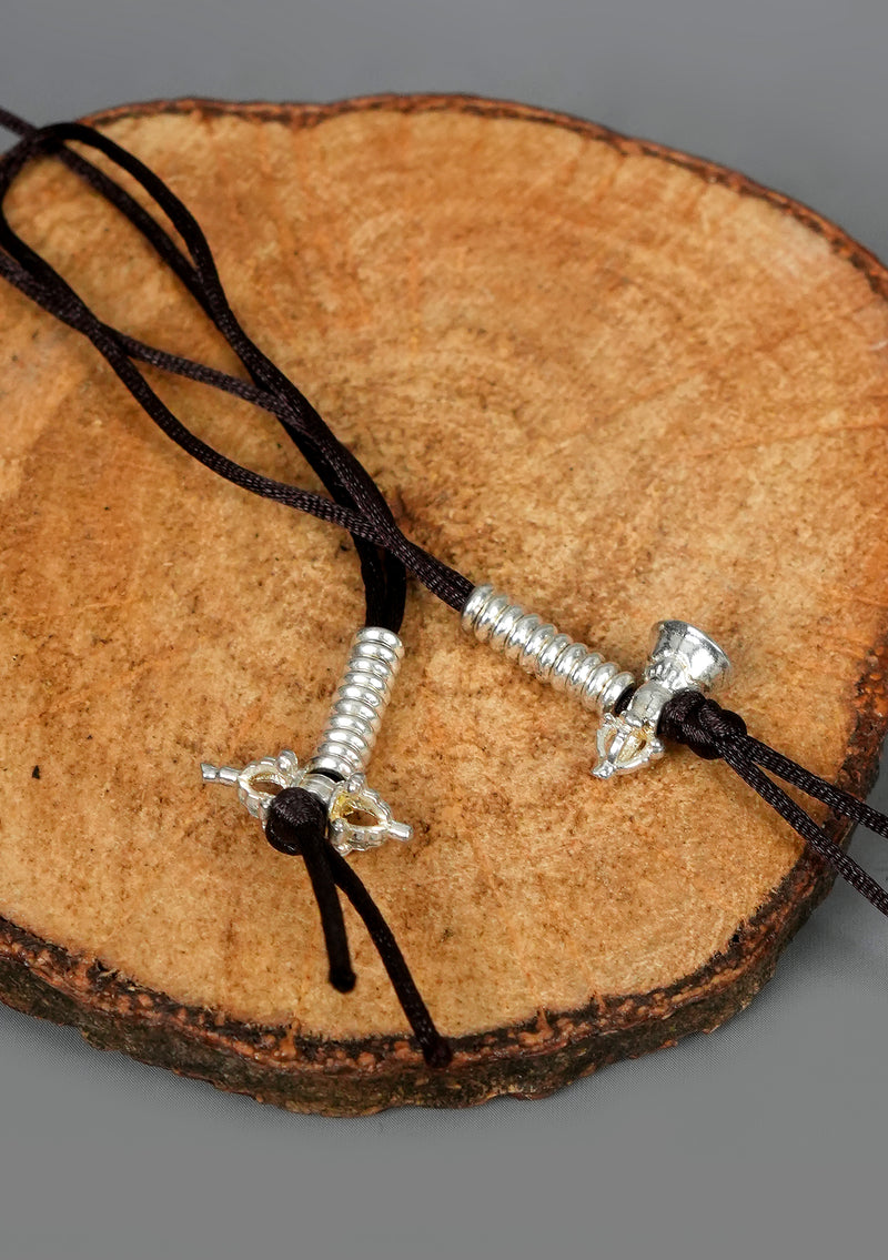 Tibetan Silver Color Bell & Dorjee Mala Counter Pair- Small