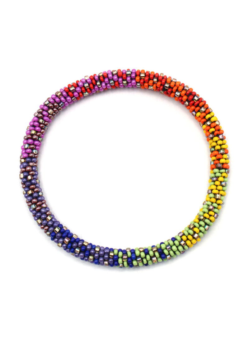 Purple Blue Roll on Beads Anklet – Foot Jewelry
