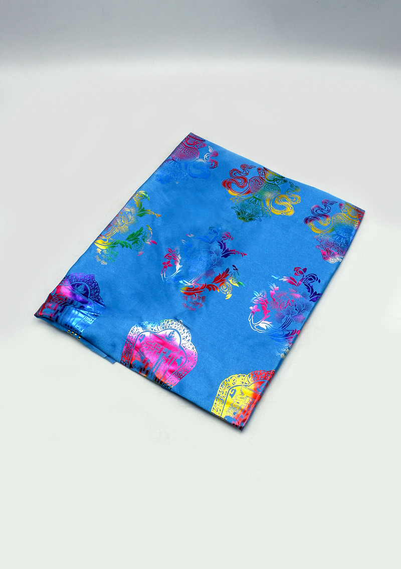 Eight Auspicious Symbol Printed Silk Blended Offering Scarf