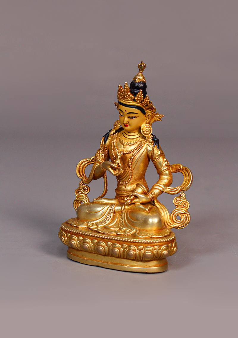 Fully Gold Plated Vajrasattva Statue 4.25"H