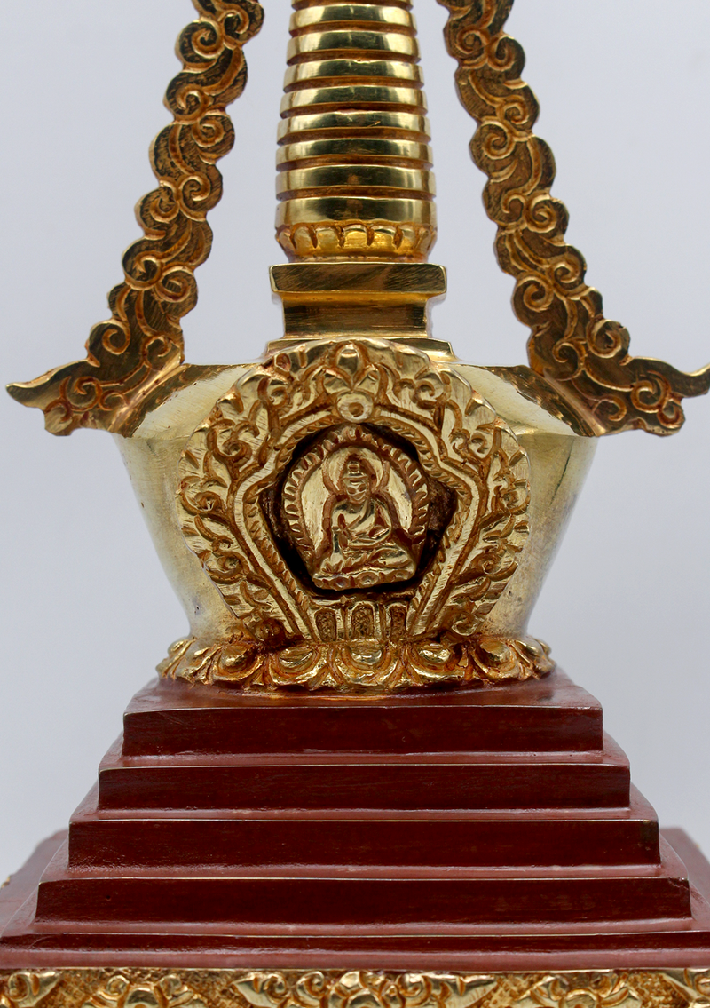 Partly Gold-Plated Stupa Chorten 11.5" H