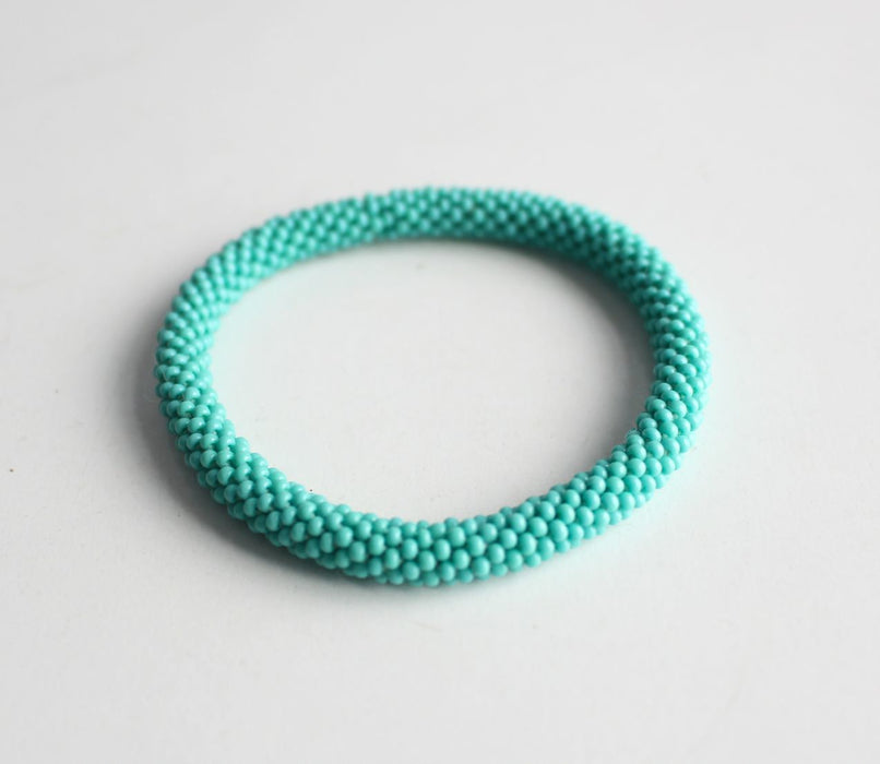 Plain Seafoam Green Glass Roll On Beads Bracelet