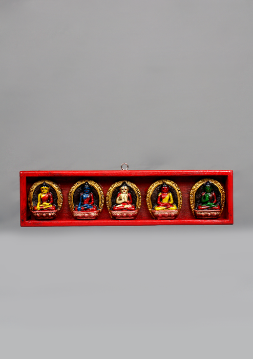 Wooden PANCHA BUDDHA Door Hanging Plaque