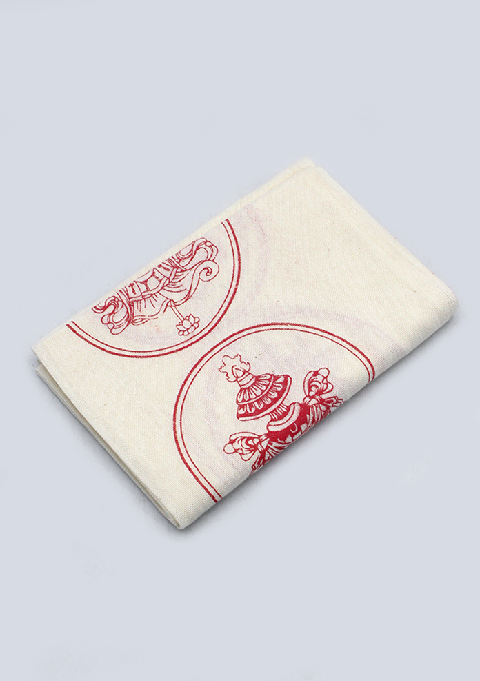 Biodegardable Eight Auspicious Symbol Buddhist Offering Scarf  Red Khada
