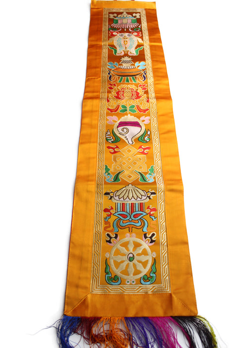 Eight Auspicious Symbol Embroidered Tibetan Wall Hanging Banner