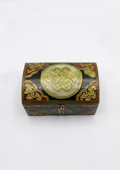 Handpainted Tibetan Wooden Optical Boxes with Endless Knot- Medium