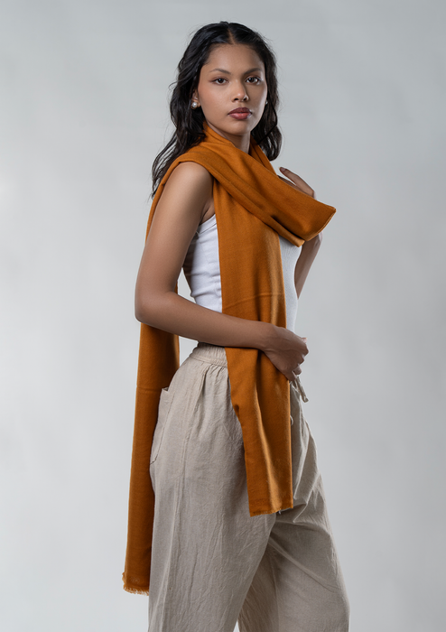 Buddhist Monk Orange Cashmere Large Shawl