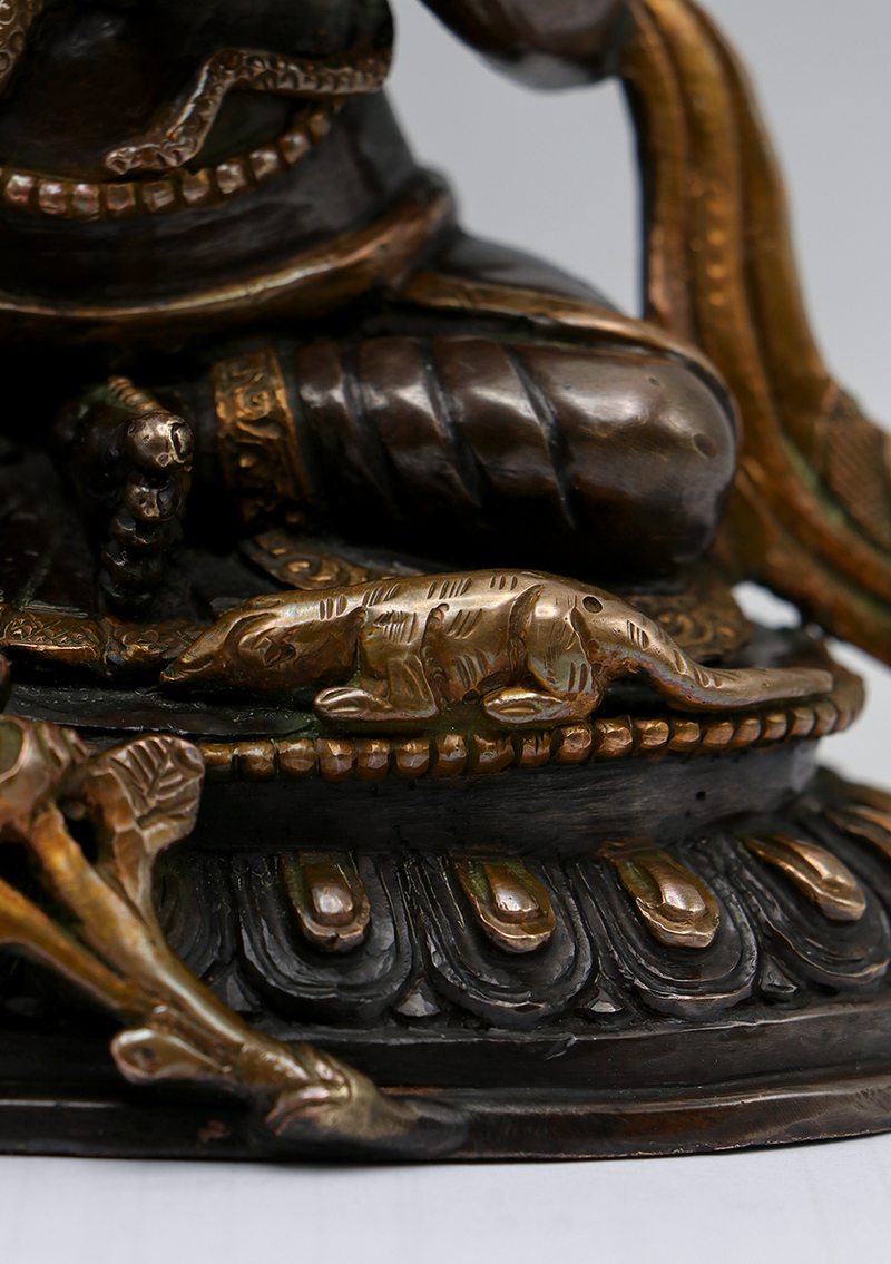 Gold Face Painted Copper Ganesh Statue 7"H