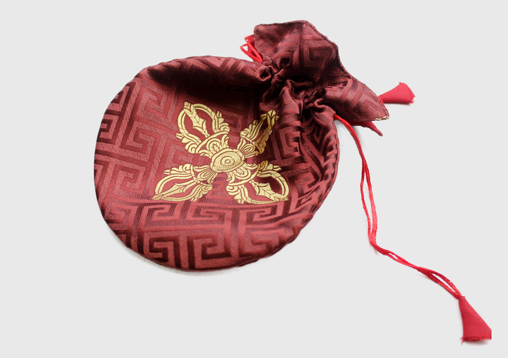 Double Dorjee Silk Brocade Mala Bag