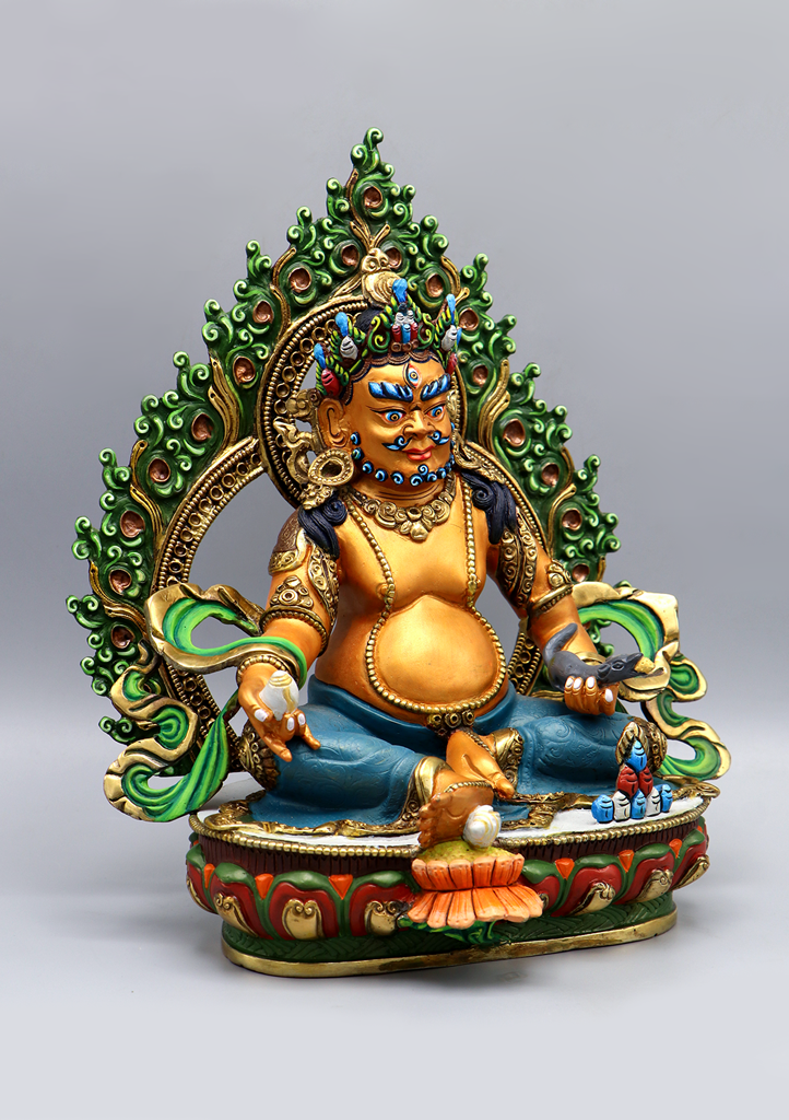 Gold Plated Jambala Painted Statue by Archana Shakya