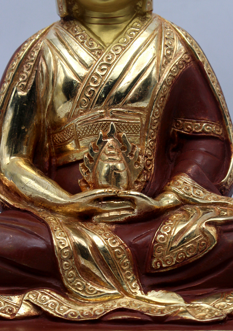 Partly Gold Plated Gampopa Statue 8"H
