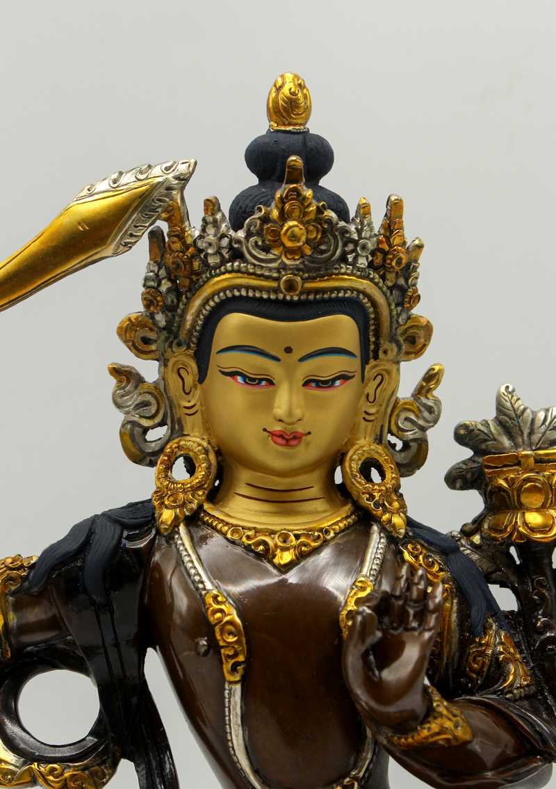 Glowing Manjushree Gold Plated Statue